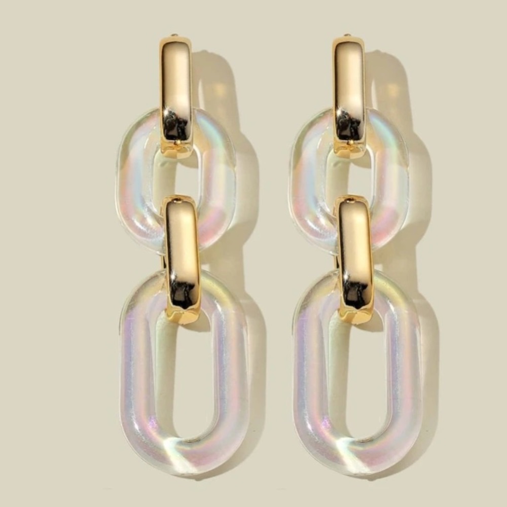 🎀 Metallic Iridescent Chainlink Earrings 🎀 - Picture 3 of 3
